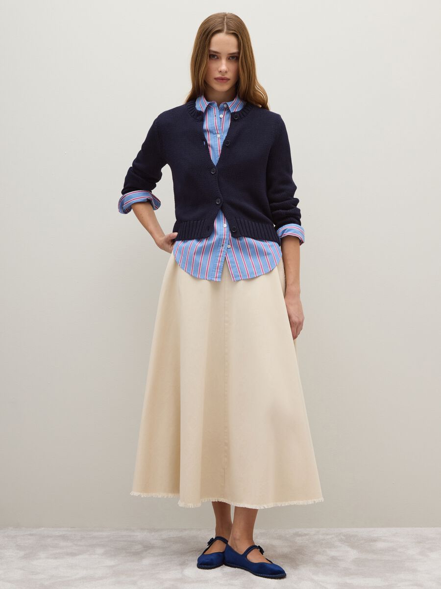 Blue pure cotton regular fit cardigan with buttons_2