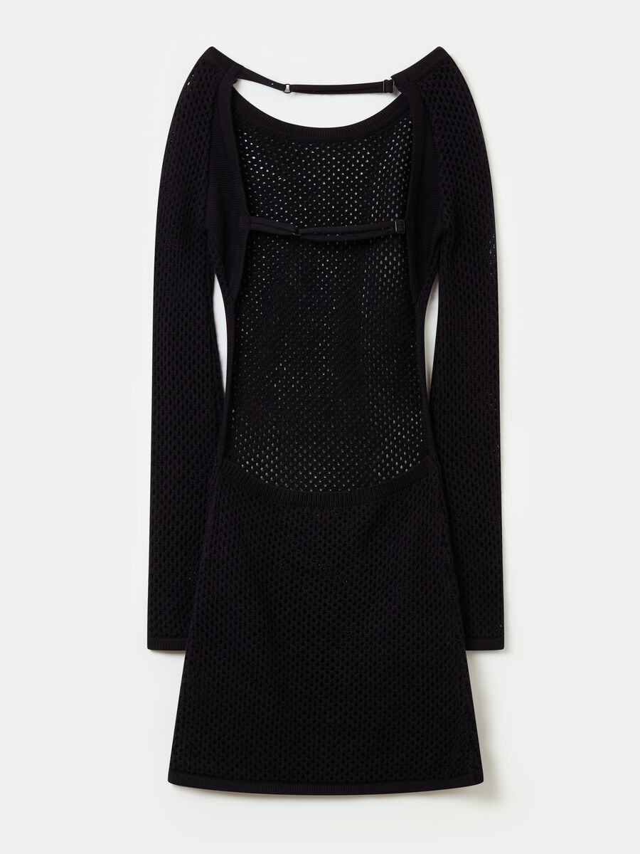 Backless Knitted Mini Dress Black_6