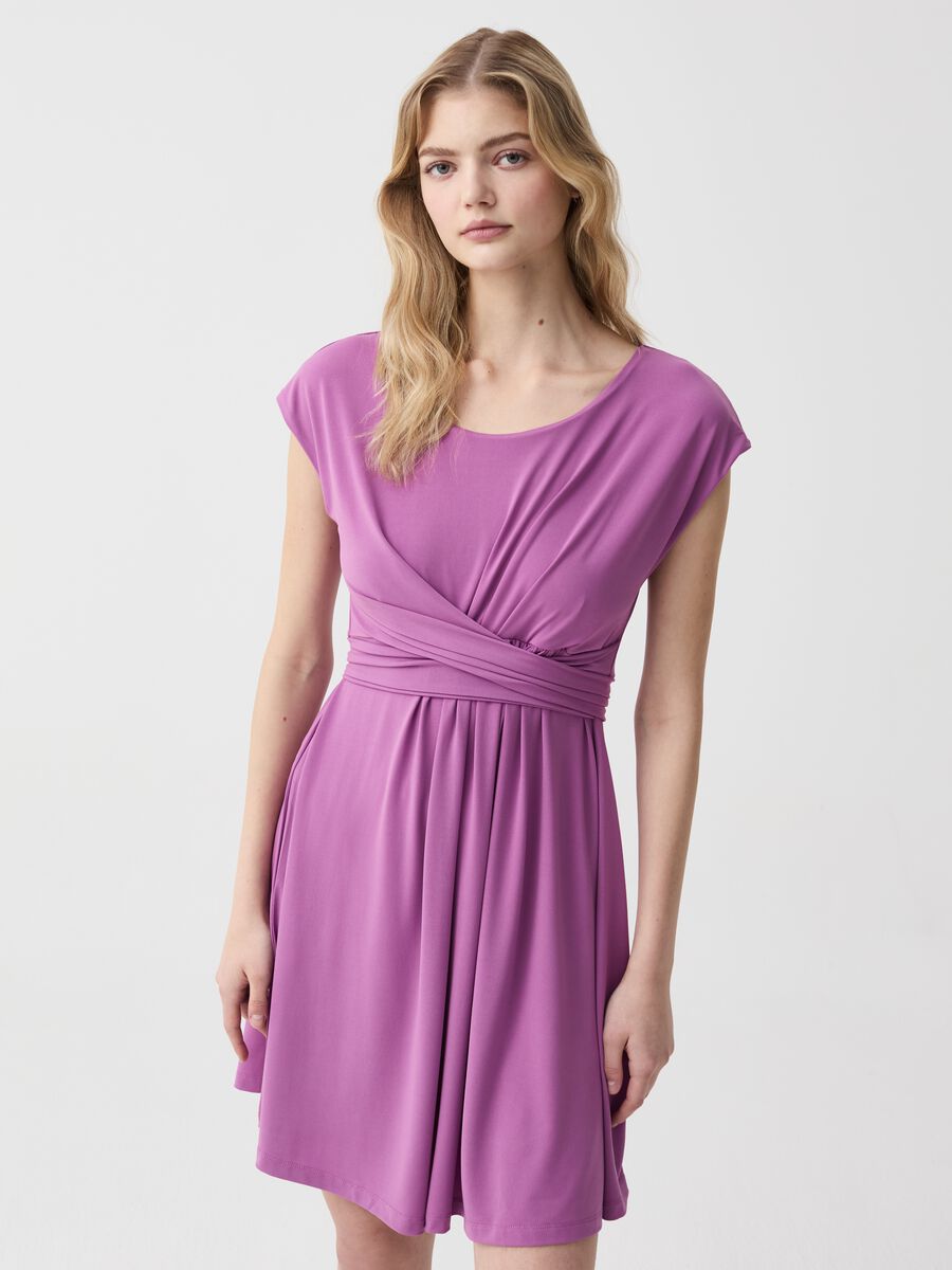 Solid colour sleeveless maternity dress_1