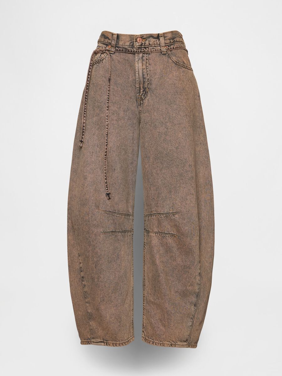 Brown wide-leg trousers in cotton and Lyocell_6