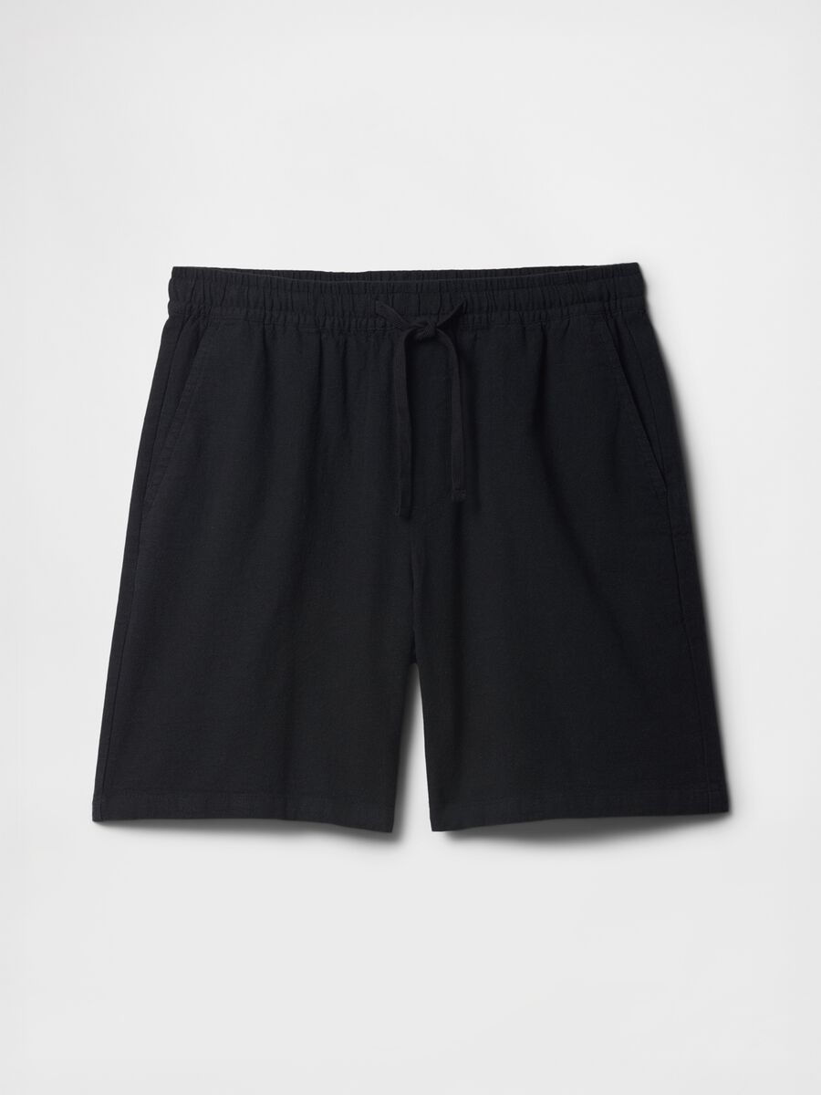 Shorts in misto cotone e lino_3