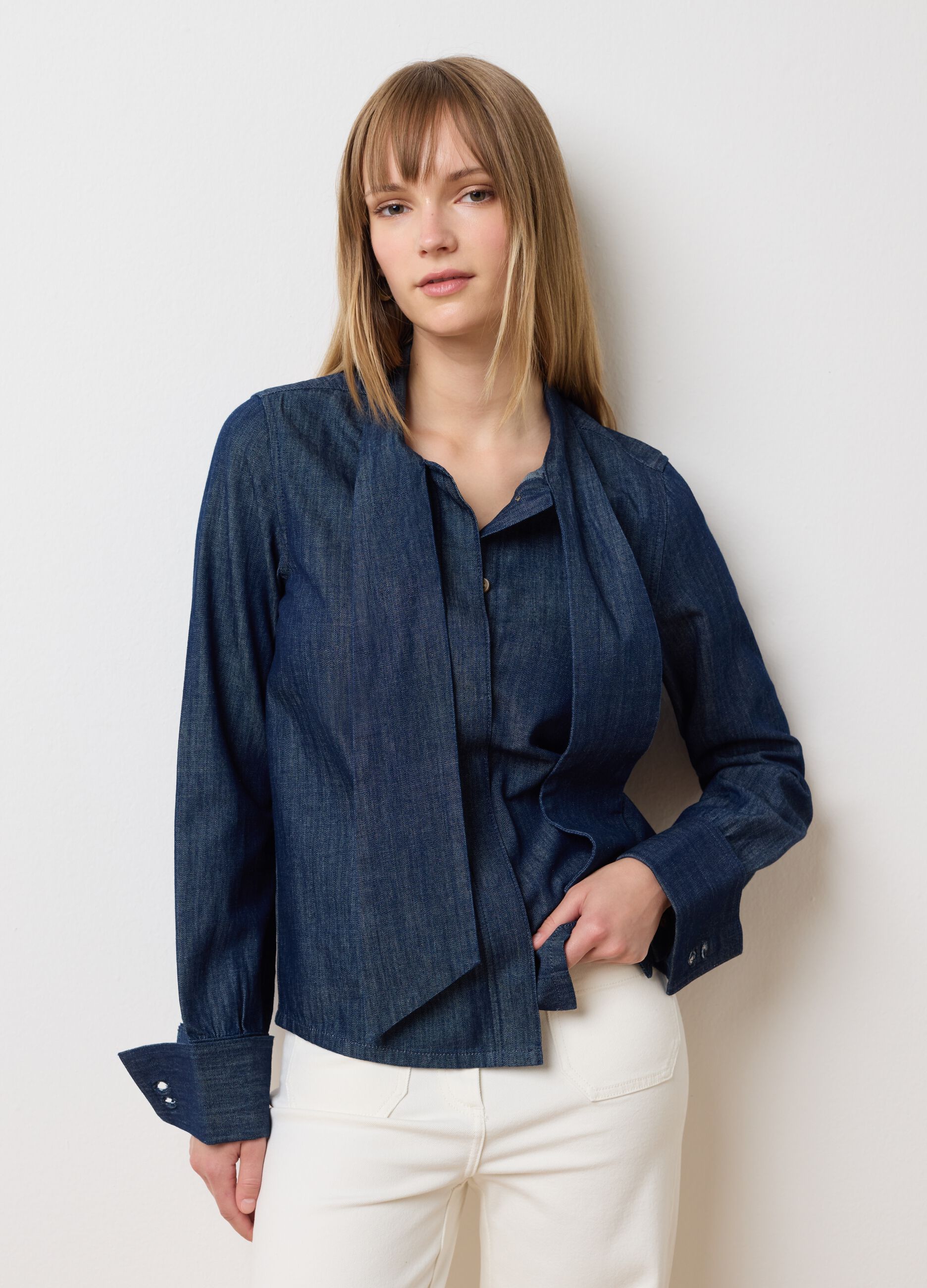 Regular fit pure cotton denim shirt