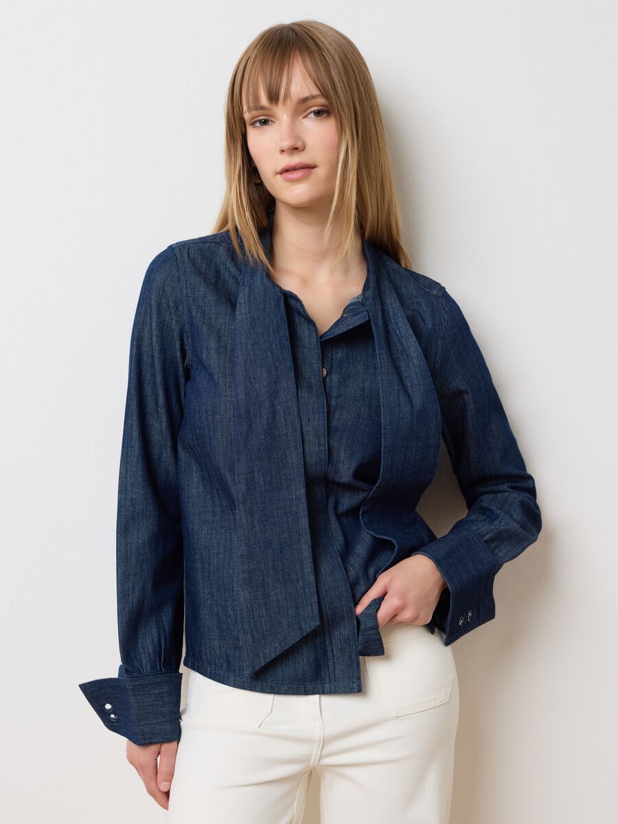 Regular fit pure cotton denim shirt_1