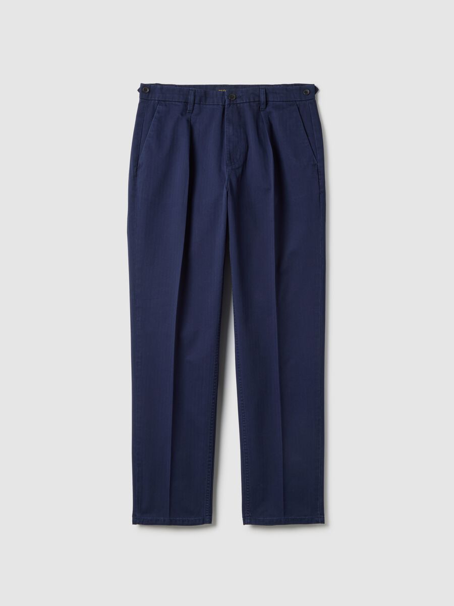 Regular fit blue pure cotton chino trousers_4