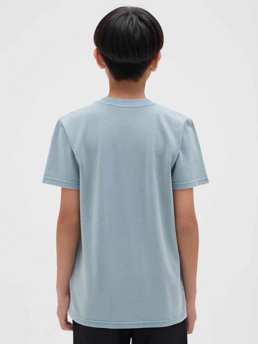 T-shirt da ragazzo in puro cotone blu regular fit_1