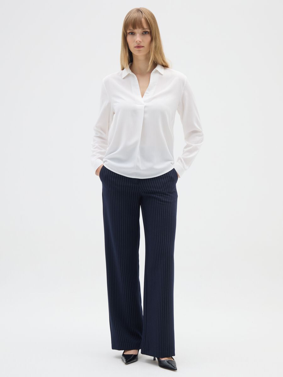 Blue trousers with elastic waistband_0