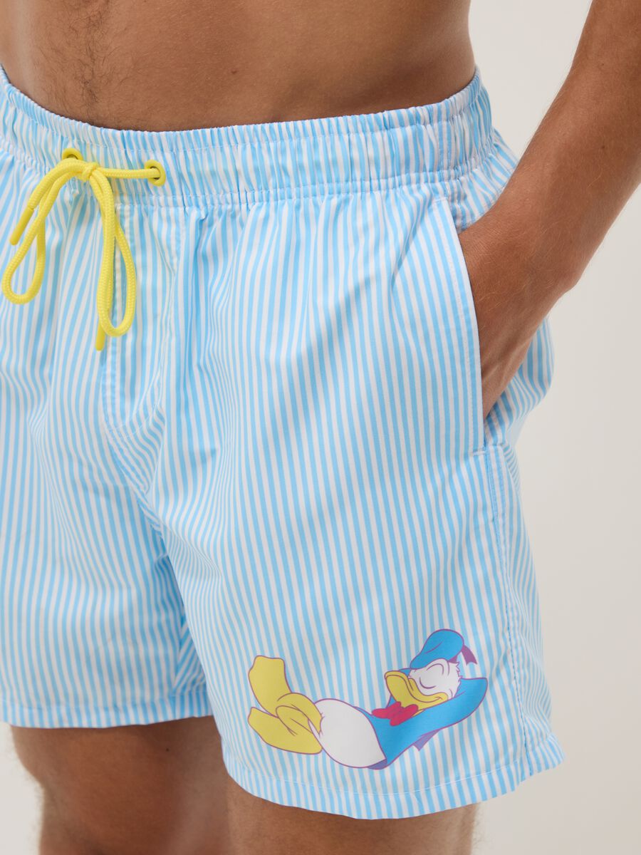 Blue and white striped swim boxers with Donald Duck print_3