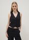 Black linen-blend slim-fit waistcoat with buttons_0