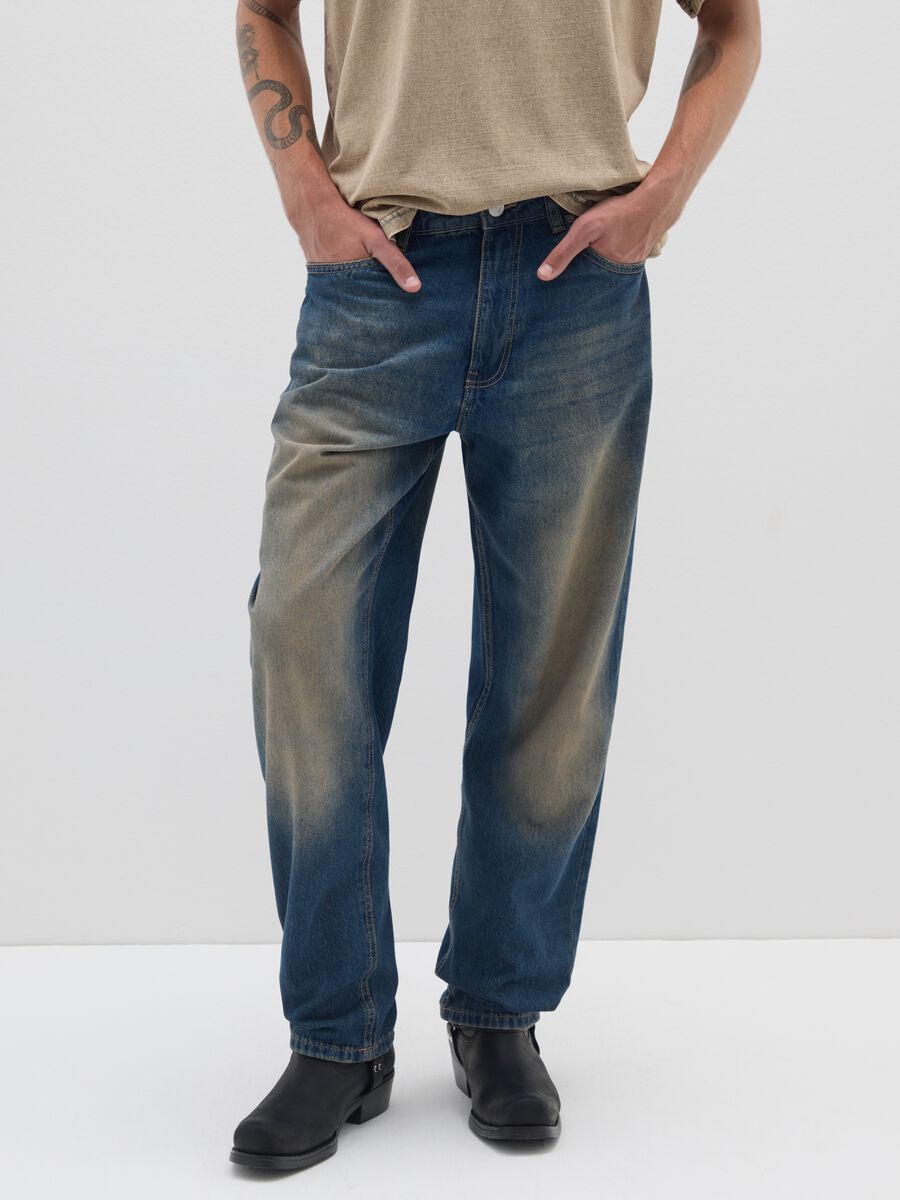 Jeans baggy blu in cotone_1