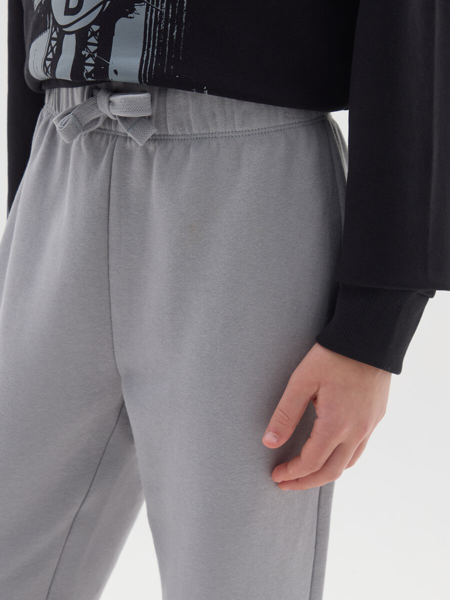 Pantaloni jogger da ragazzo in puro cotone grigio regular fit_2