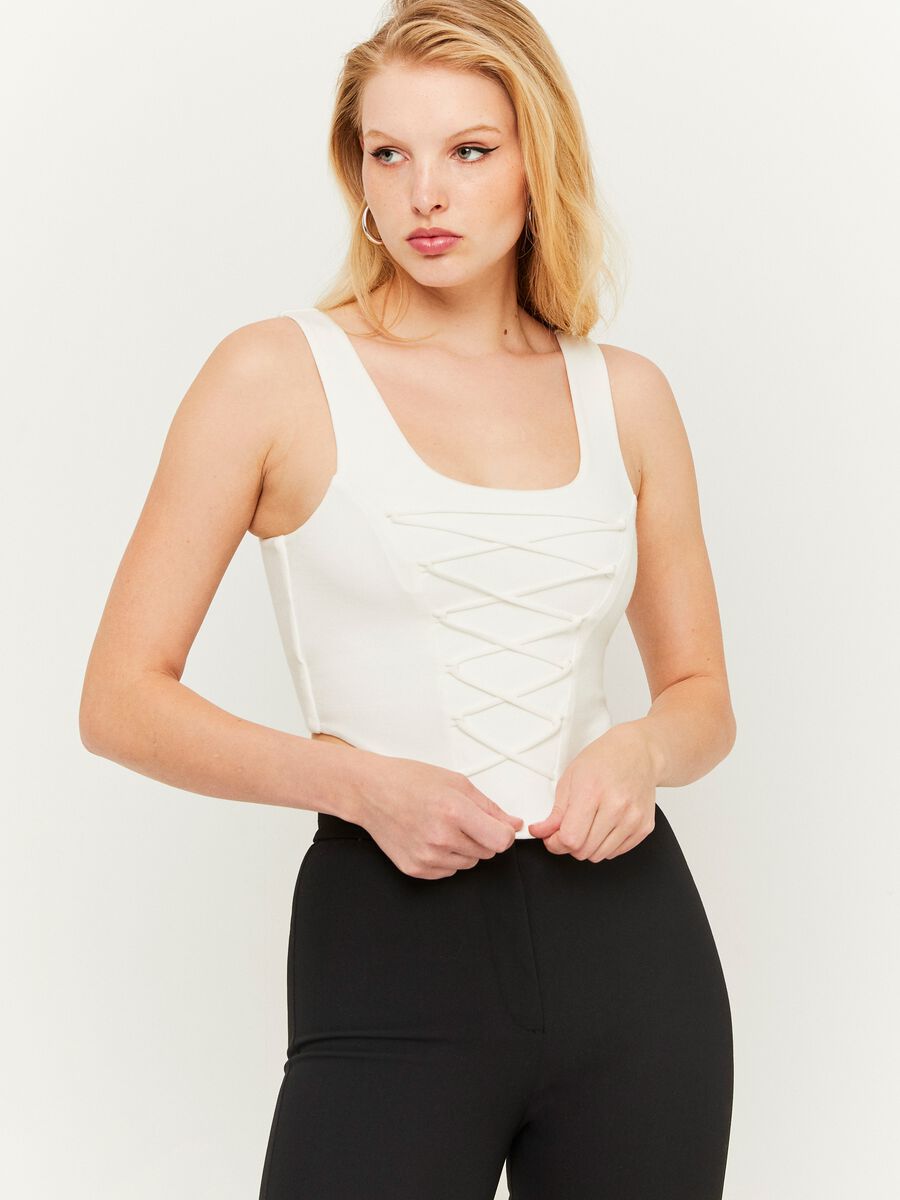 Crop top a corsetto con lacci incrociati_1