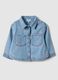 Girls' light blue denim blend shirt with rainbow embroidery_0