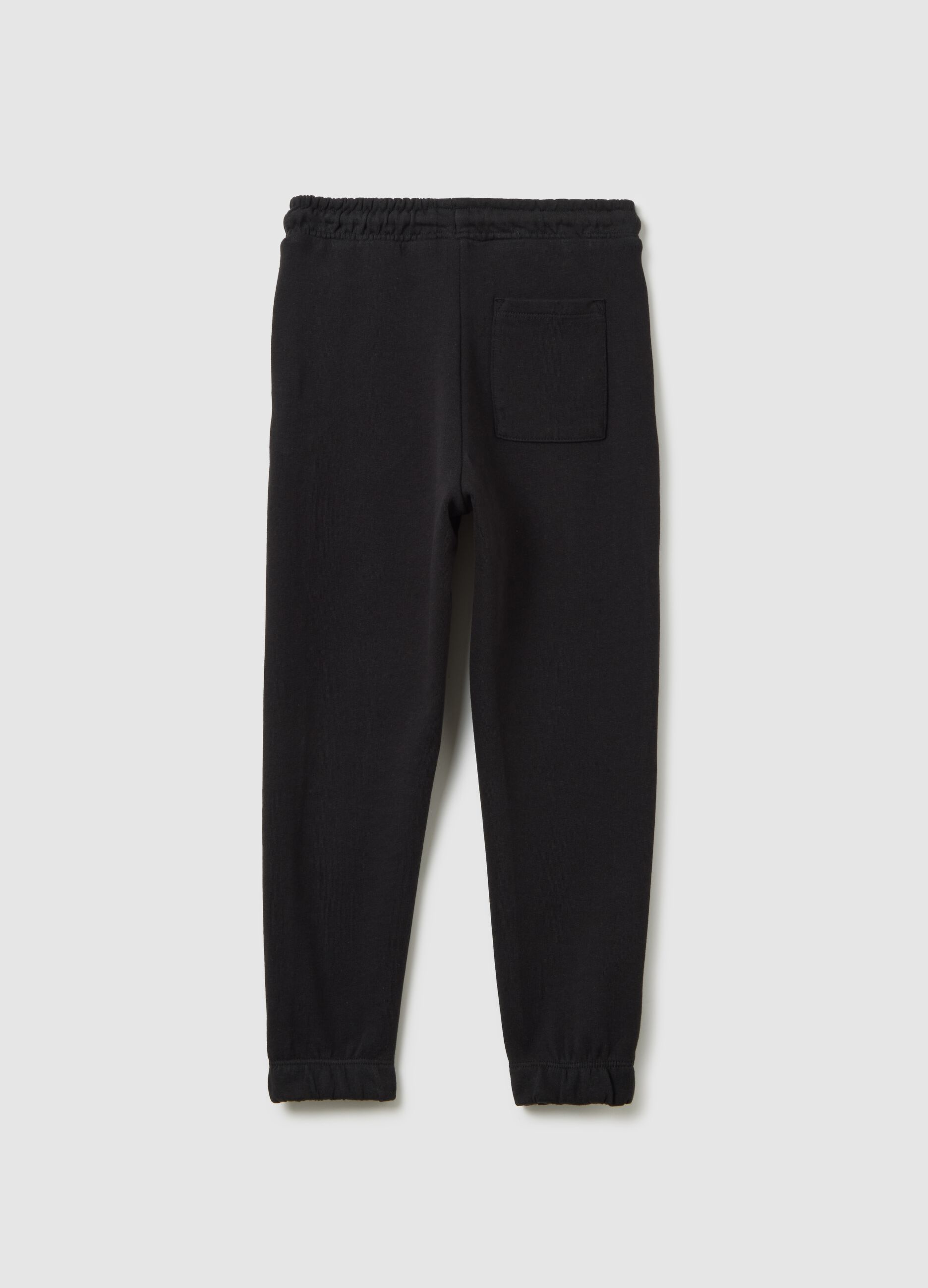 Pantaloni da bambino in puro cotone nero regular fit con elastico in vita