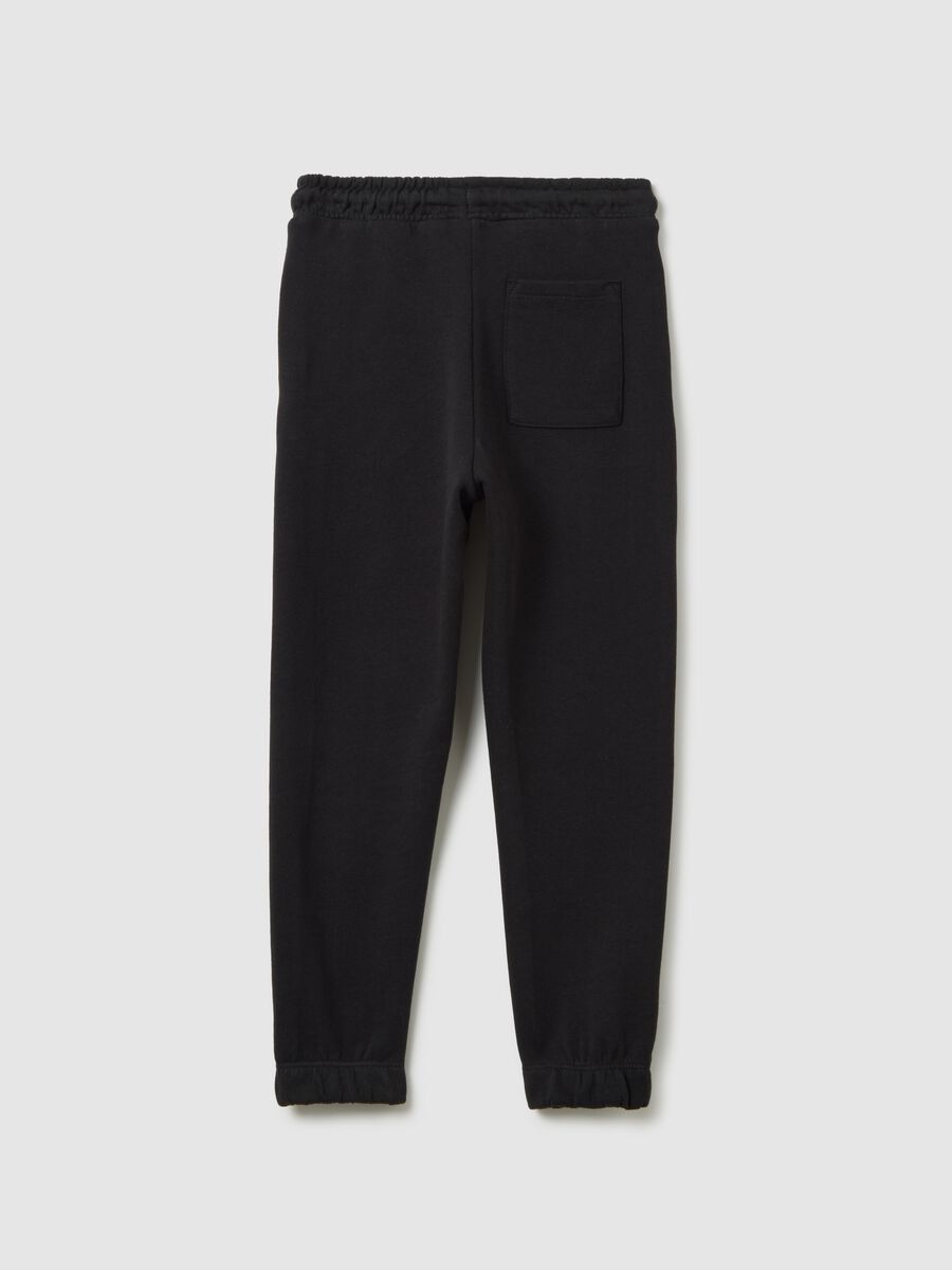 Children's black pure cotton trousers with regular fit and waistband_1