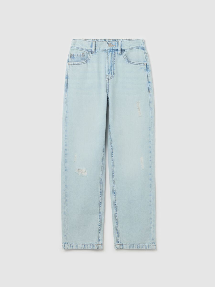 Jeans mom fit cinque tasche con abrasioni _0