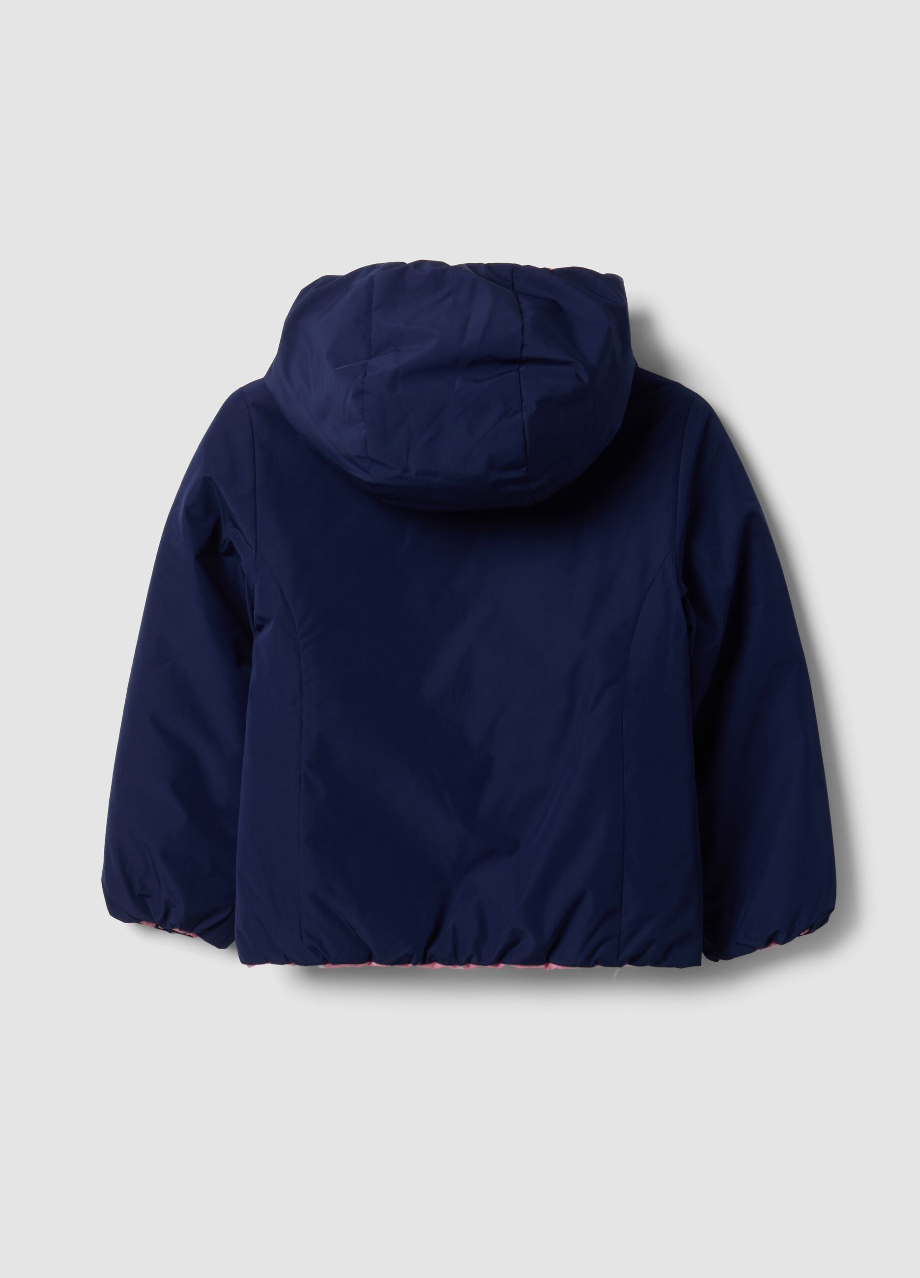 Giubbotto Ultralight reversibile blu imbottito con cappuccio per bambina