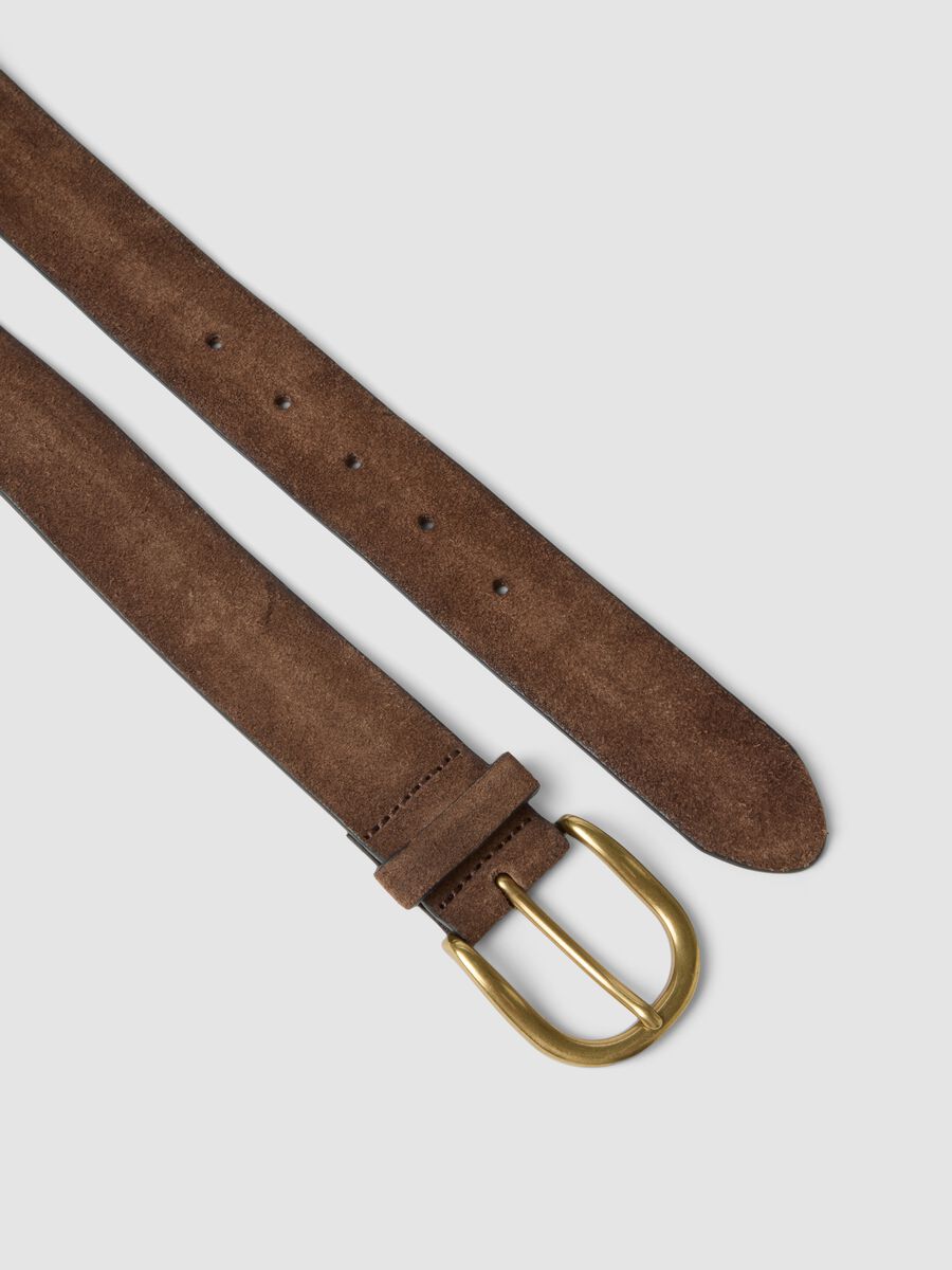 Cintura marrone in vera pelle con fibbia in metallo_1