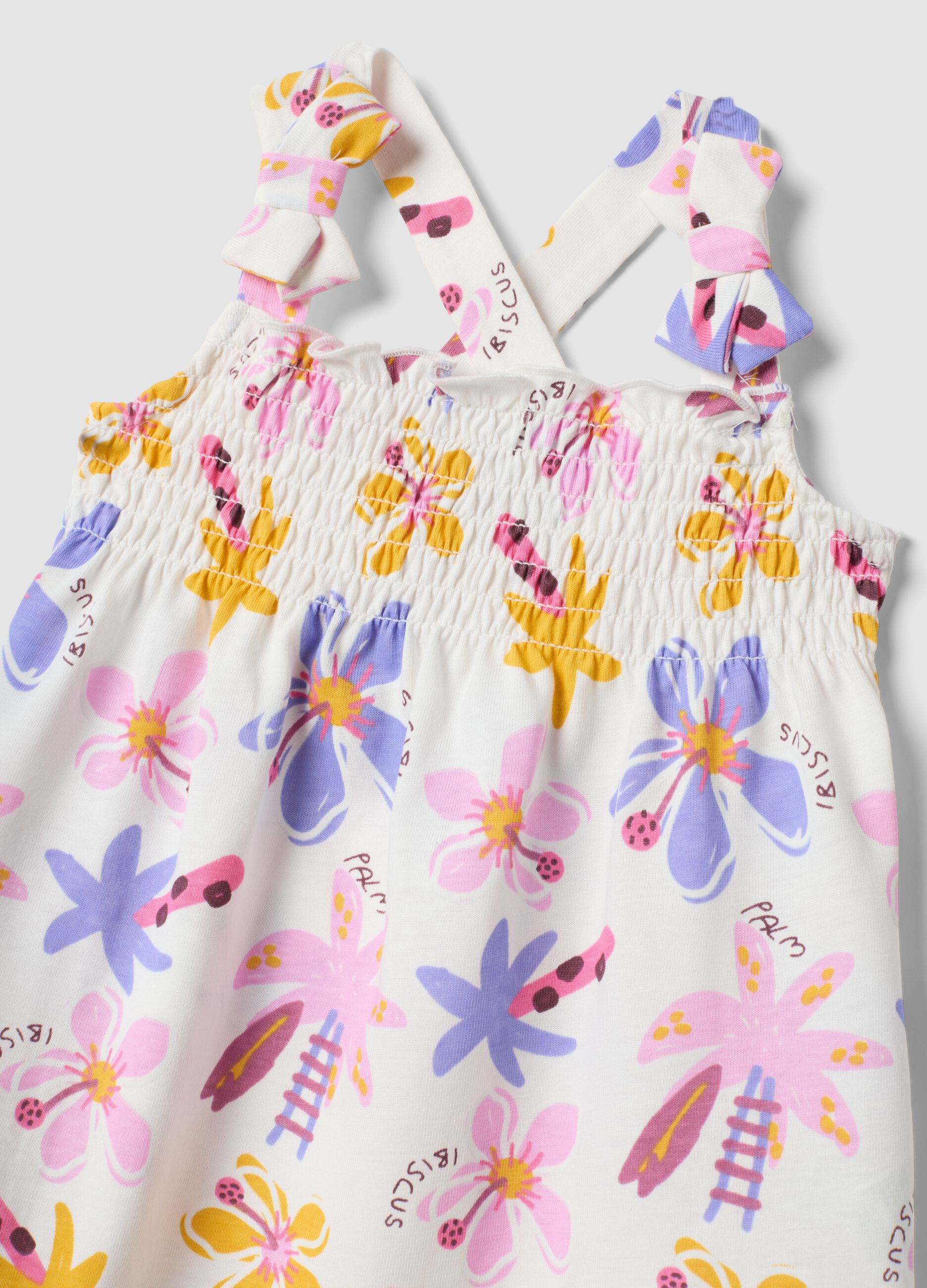 White pure cotton dress with floral print