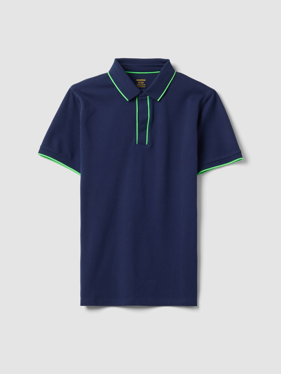 Polo blu a maniche corte in cotone elasticizzato_4