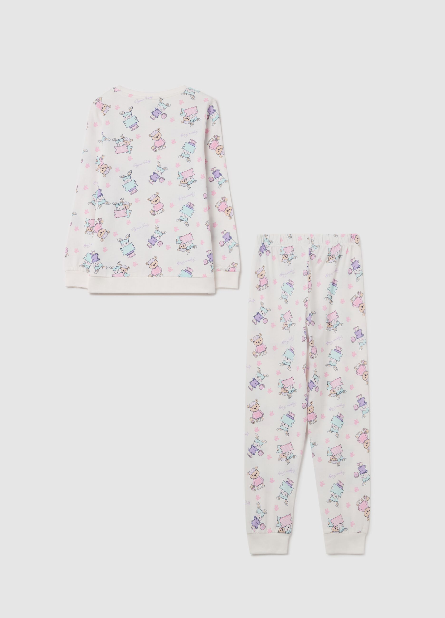 Pigiama in cotone bio con stampa all-over 