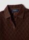 Brown regular fit short sleeve polo with mesh texture_5