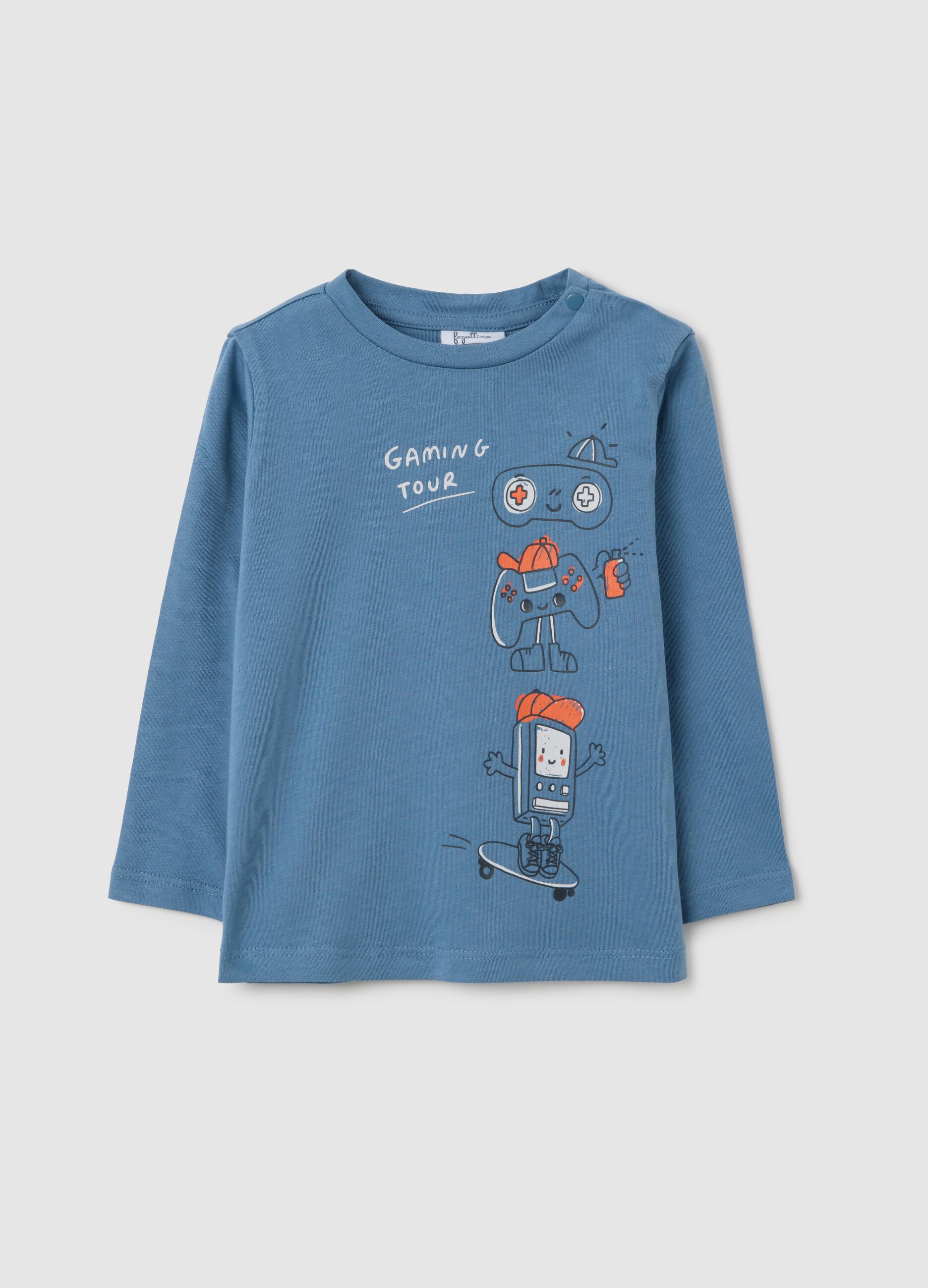 Children's T-shirt in pure blue cotton regular fit