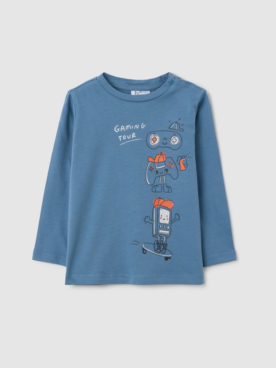 Children's T-shirt in pure blue cotton regular fit_0