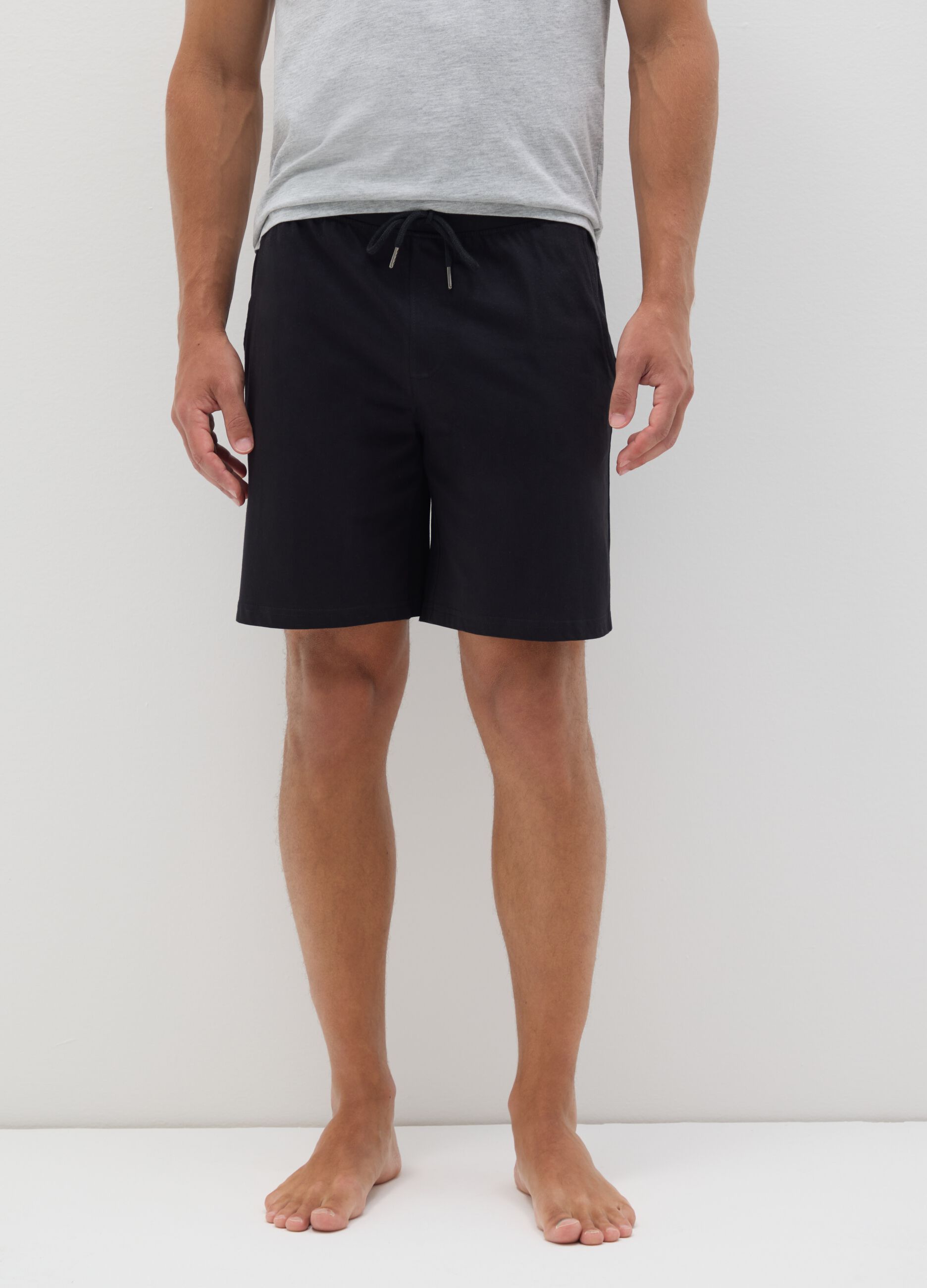 Black regular fit pure cotton pyjamas