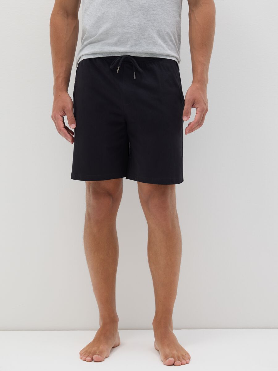 Black regular fit pure cotton pyjamas_1