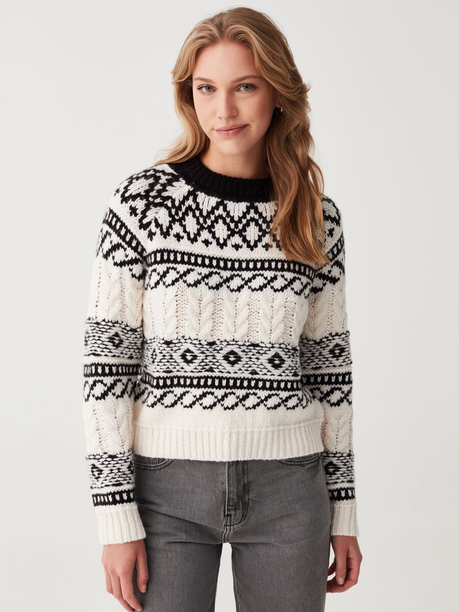 Pullover con disegno norvegese jacquard_0