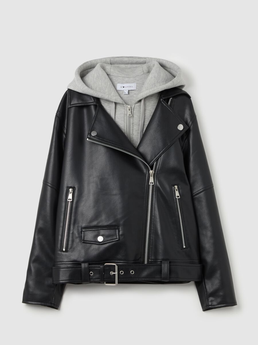 Black biker jacket with internal fleece_4