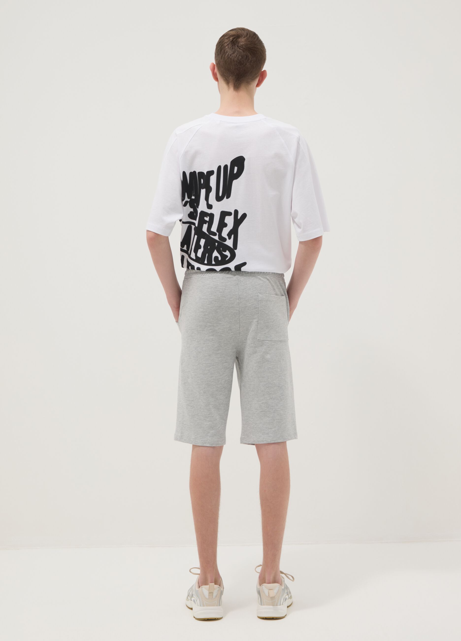 Boys&rsquo; grey cotton-blend comfort-fit shorts