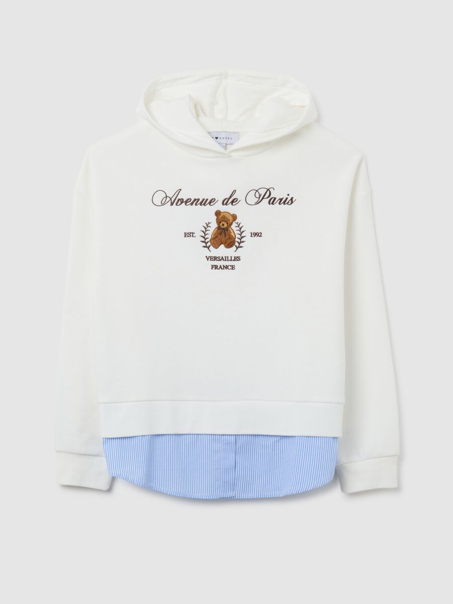 Felpa in misto cotone bianca relaxed fit con scritta_4