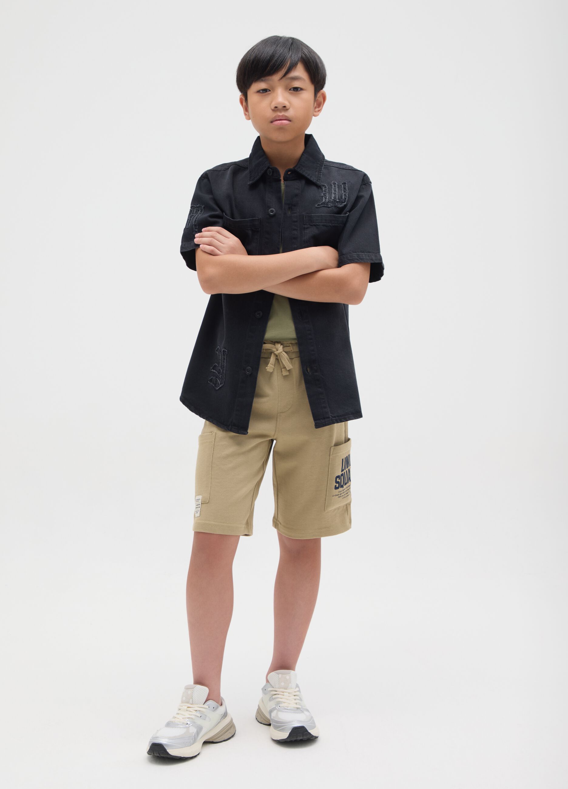 Regular beige shorts in pure cotton for OVS Kids