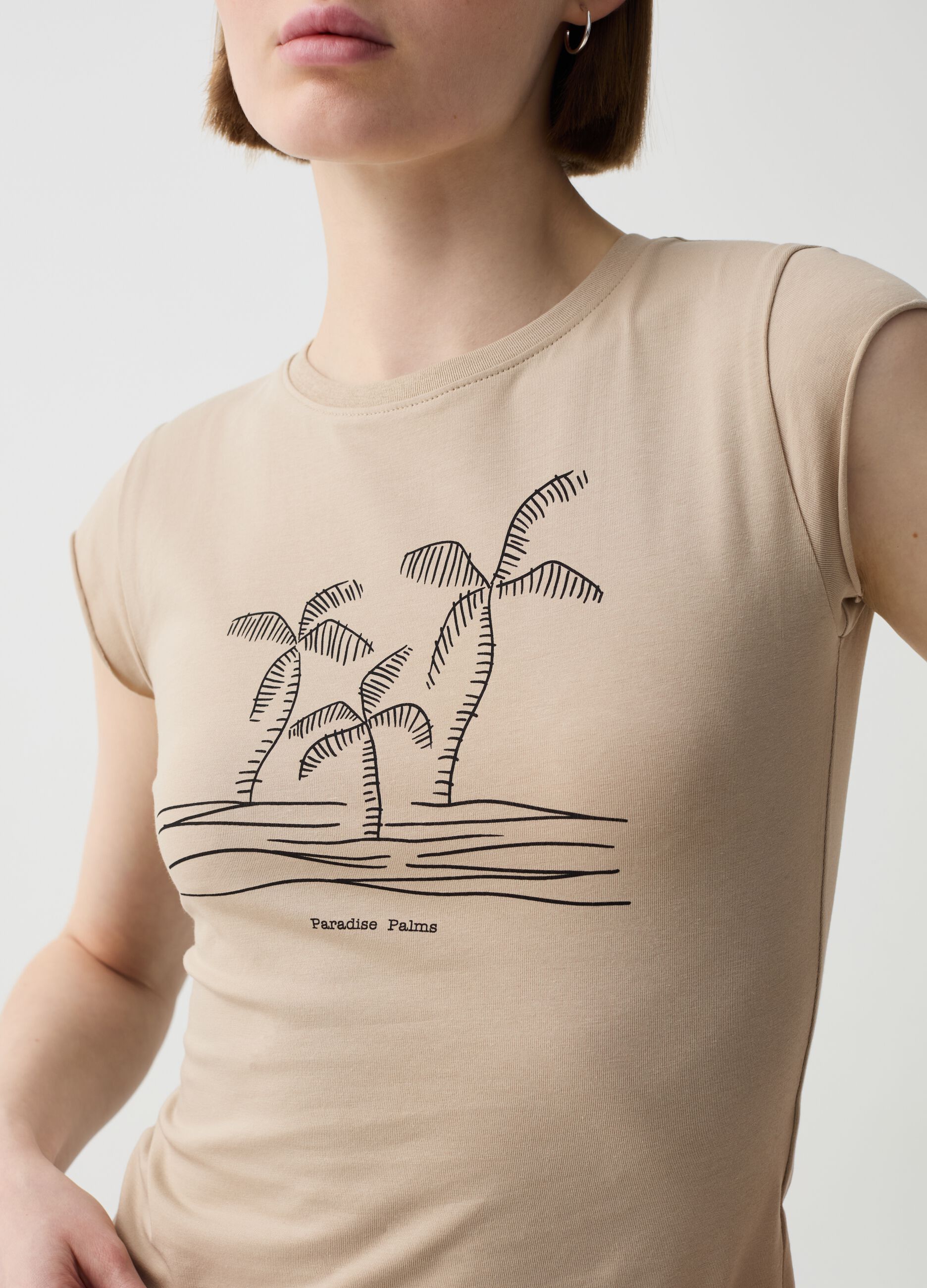 T-shirt crop con stampa