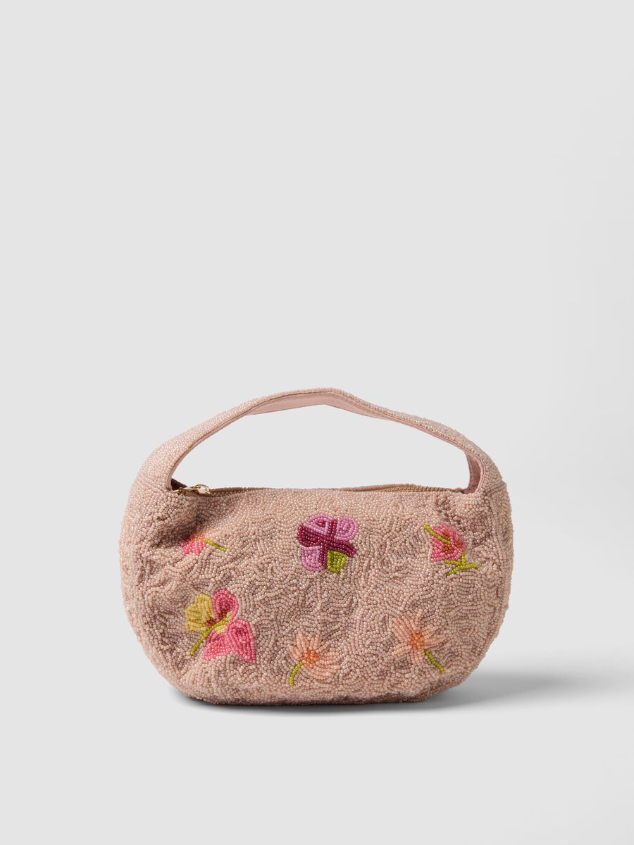 Pink bag with floral bead embroidery_0