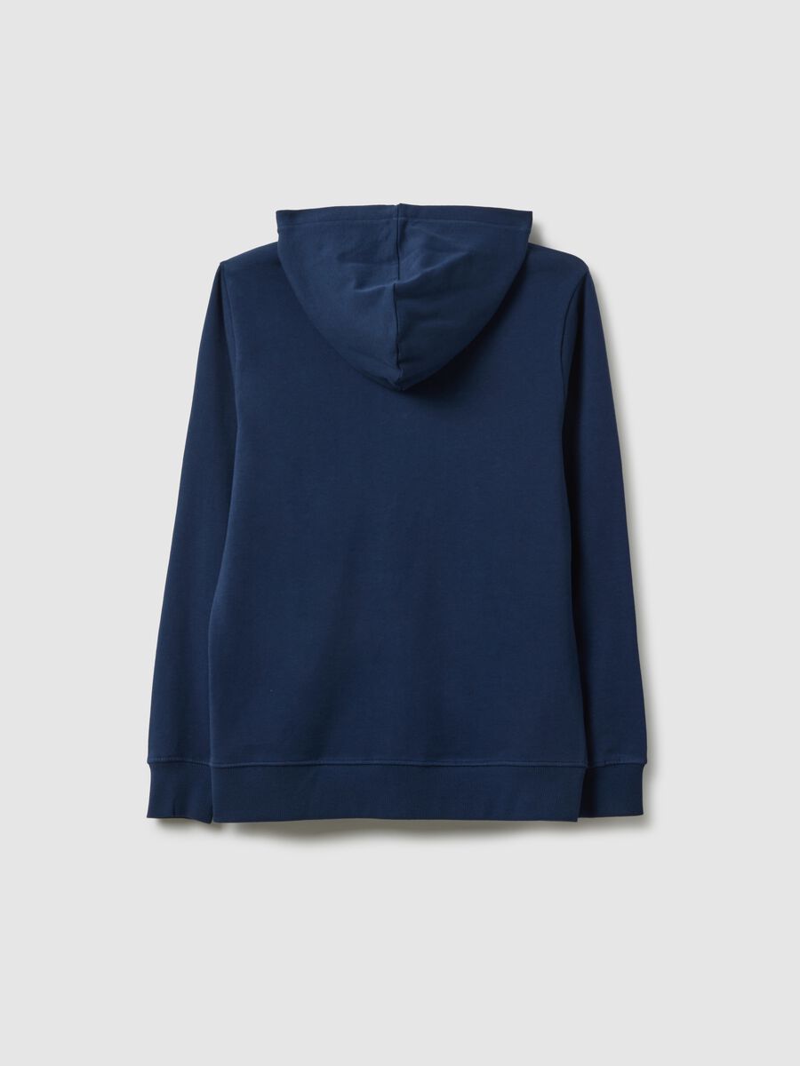 Felpa per ragazzo in puro cotone blu regular fit con cappuccio_4