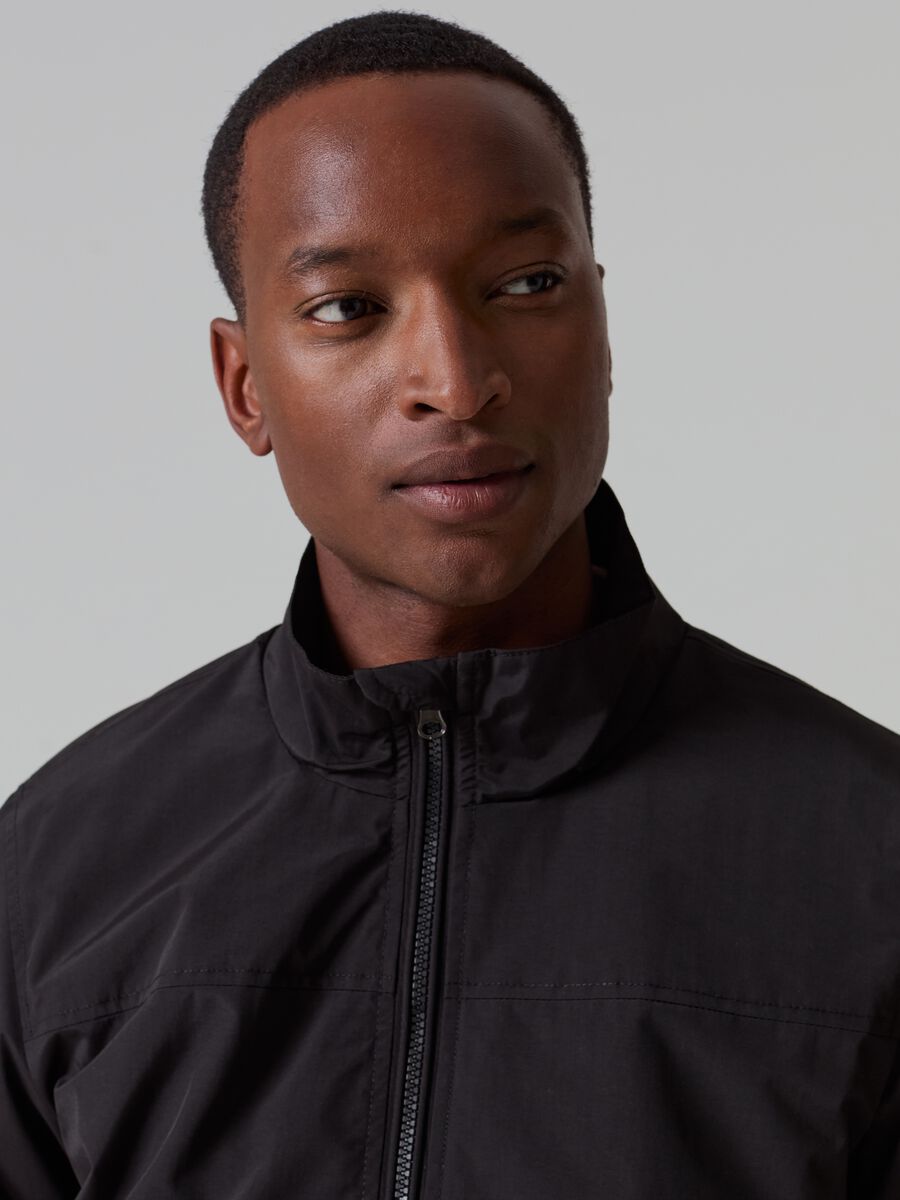 Full-zip bomber jacket with high neck_0
