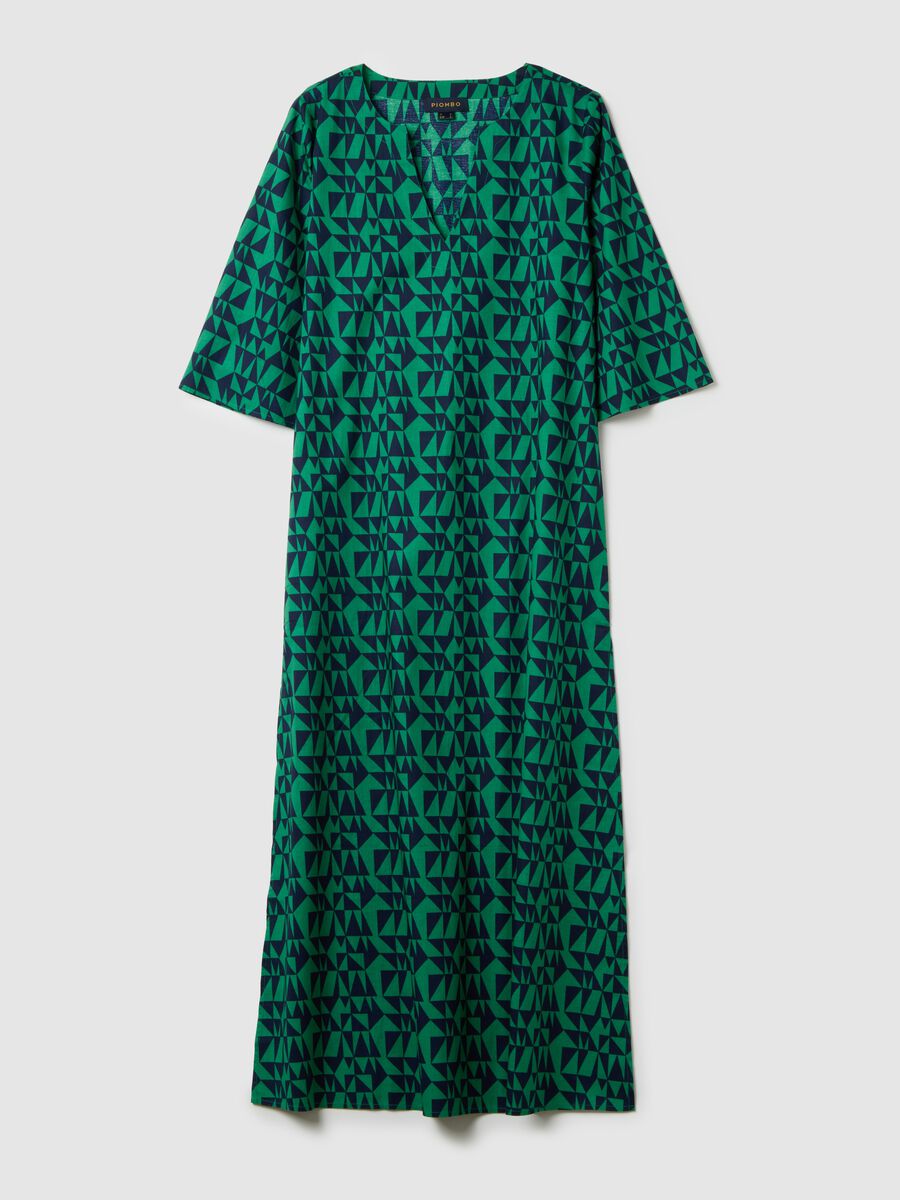 Women's Long Dress in Multicolour Pure Cotton_0