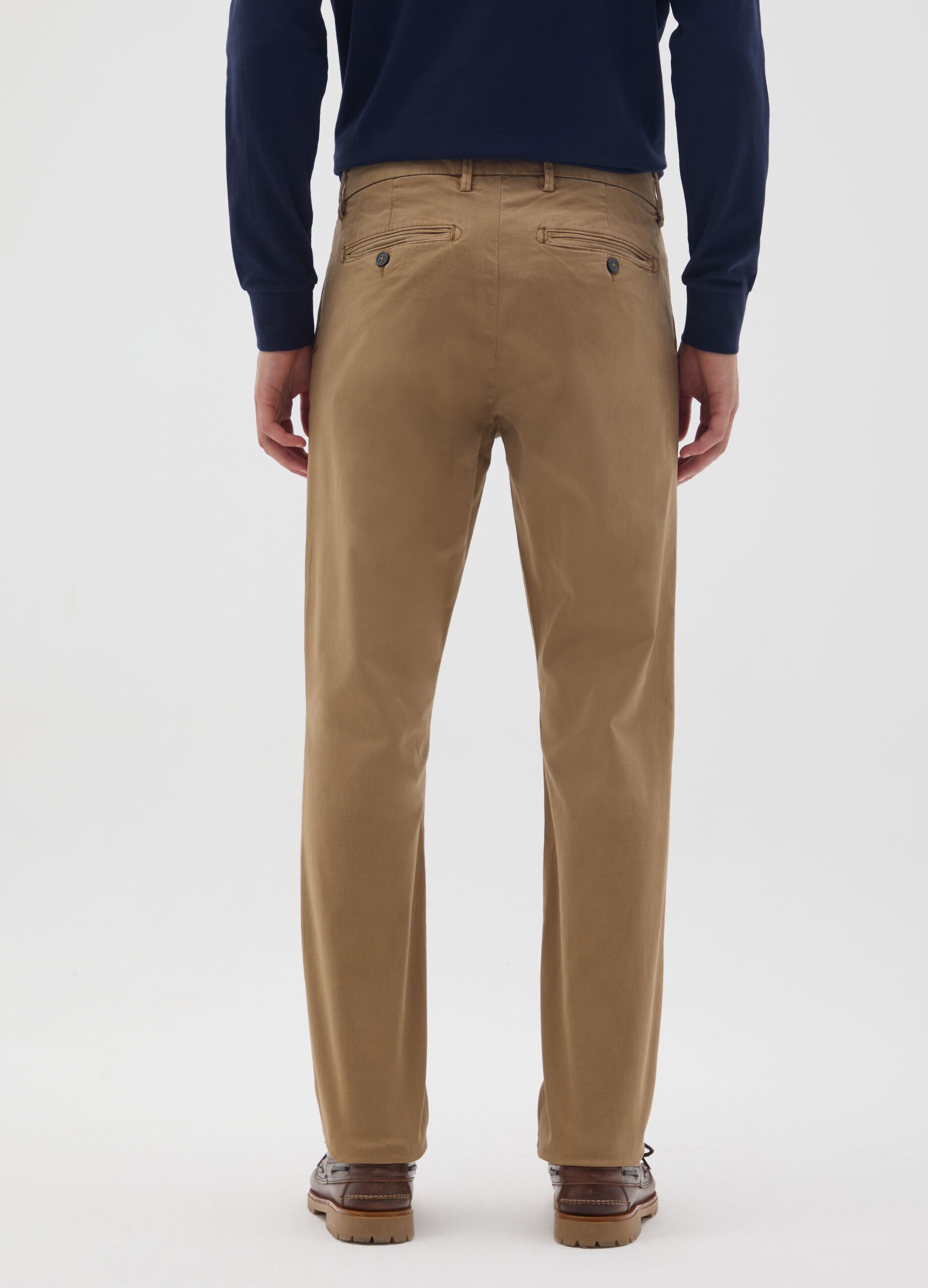 Brown slim fit stretch cotton trousers