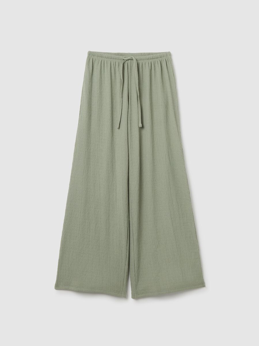 Women’s palazzo pants in green stretch fabric_4