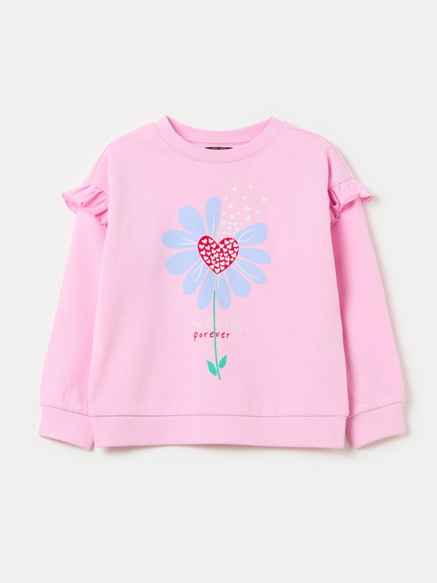French terry sweatshirt with frill and print_0