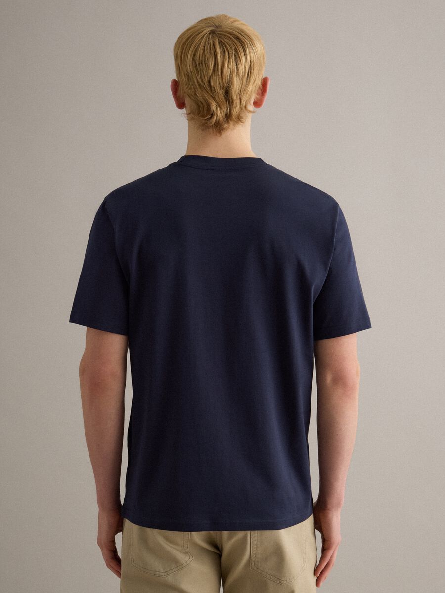 T-shirt girocollo in puro cotone blu relaxed fit_3