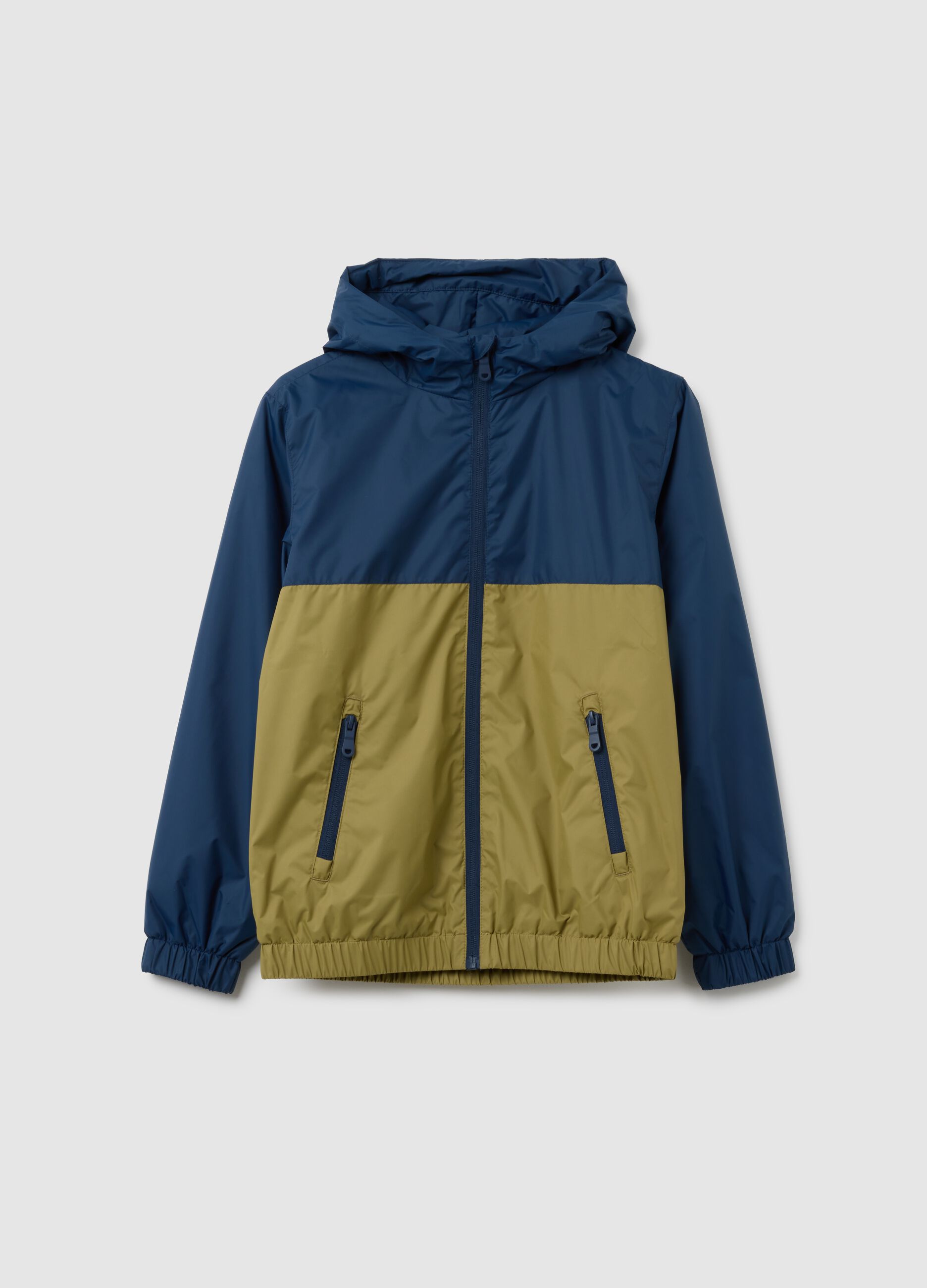 Multicolour fabric boy's jacket with hood