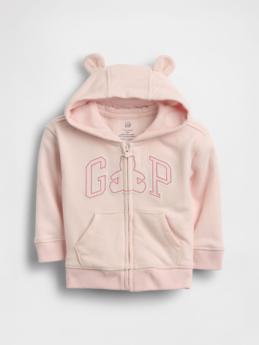 Felpa con cappuccio e logo in misto cotone_0