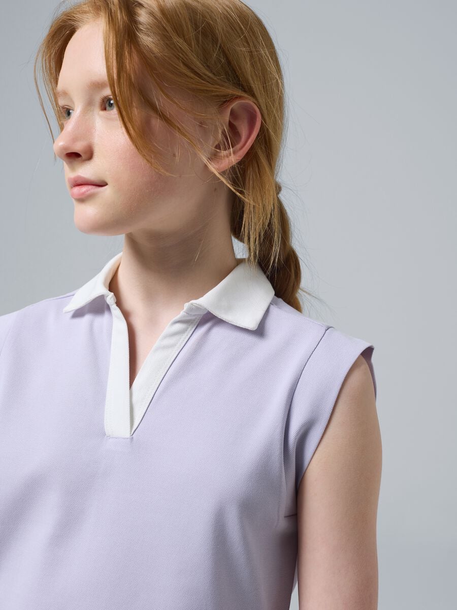 Polo sportiva viola in cotone elasticizzato ALTAVIA COURT_1
