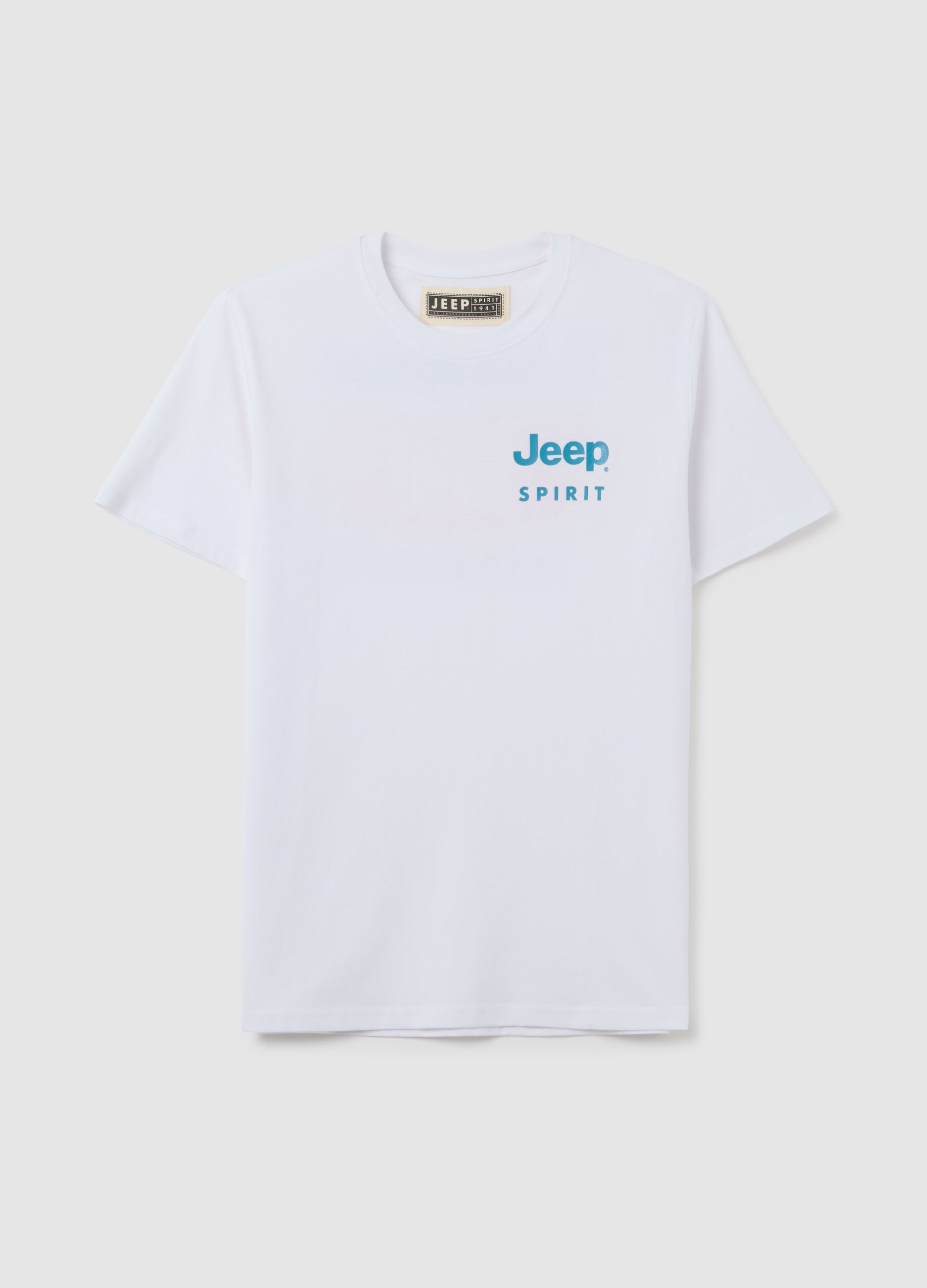 Men's white pure cotton regular fit T-shirt with logo