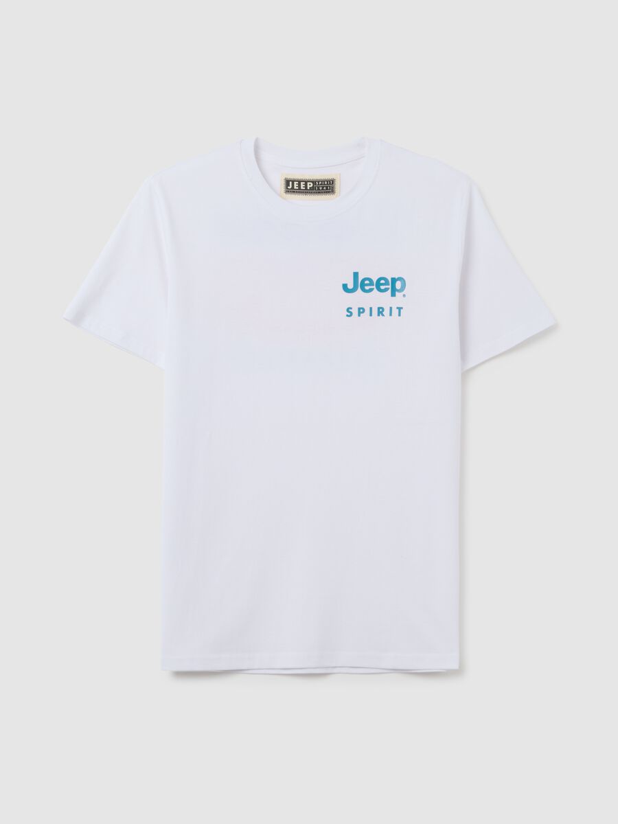 T-shirt da uomo in puro cotone bianca regular fit con logo_0