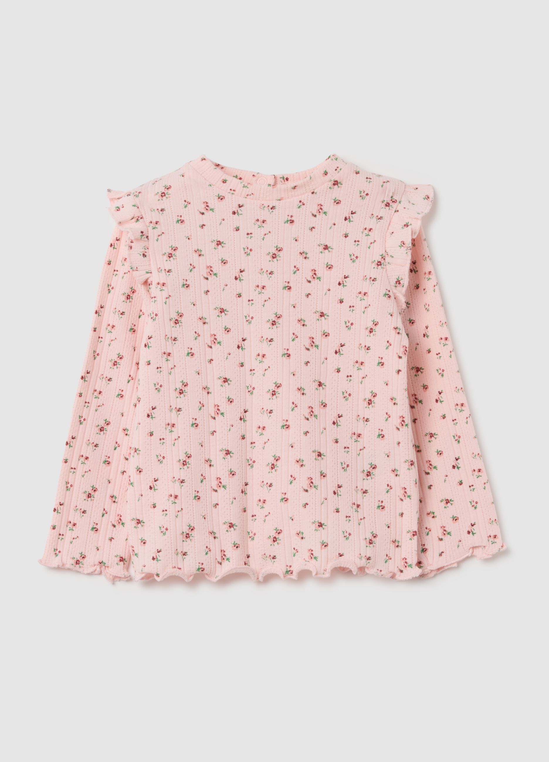 Girls' pink cotton blend t-shirt, regular fit