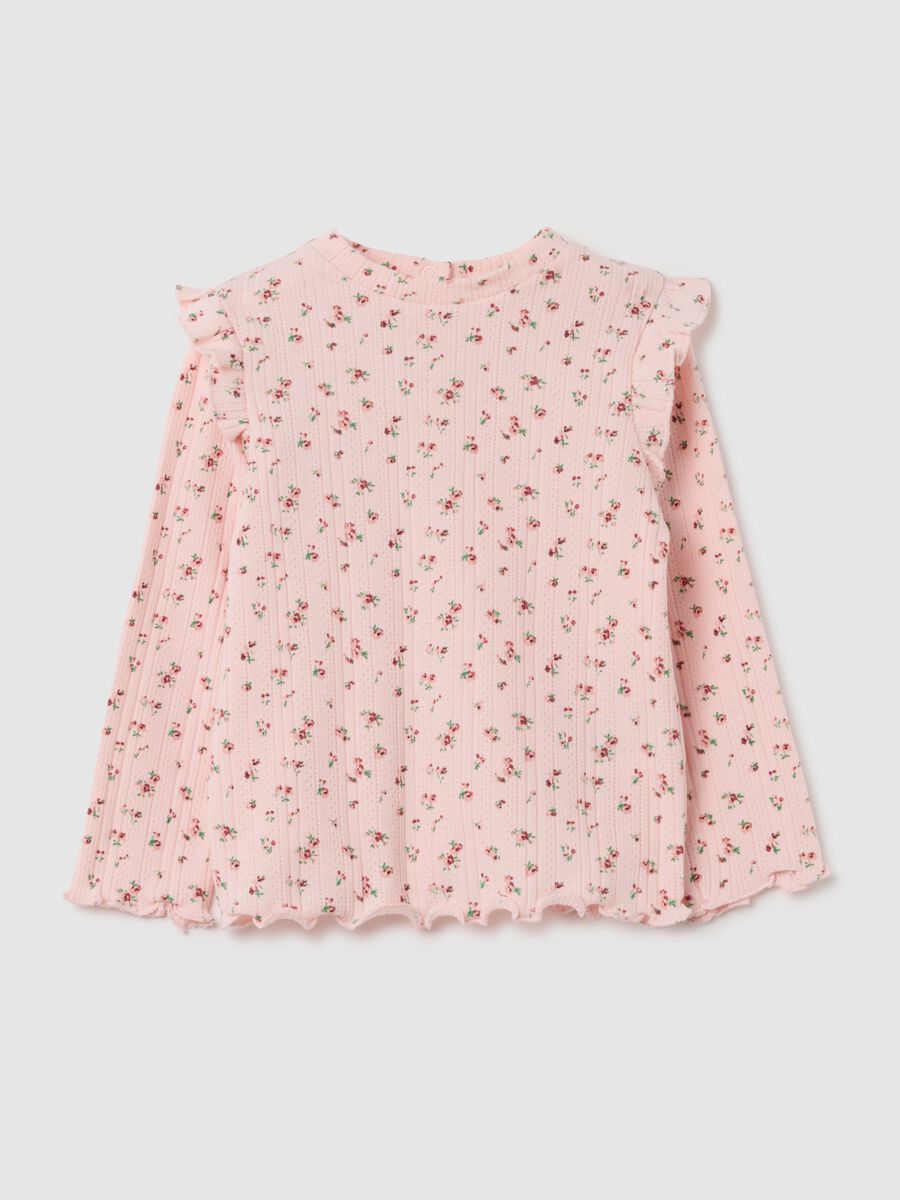 Girls' pink cotton blend t-shirt, regular fit_0